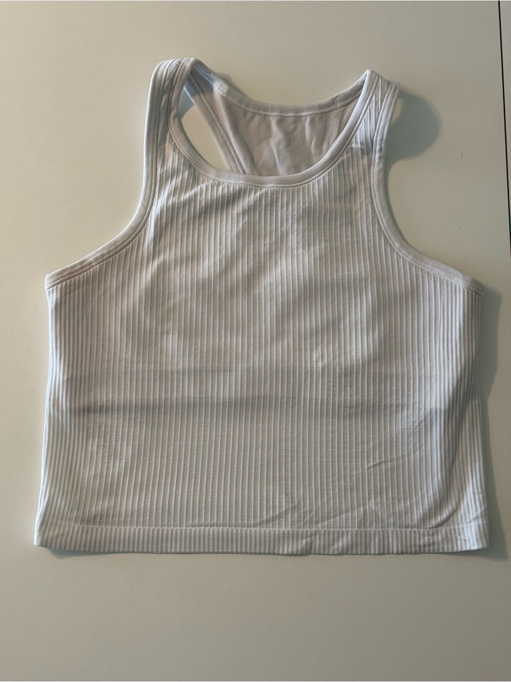 Lululemon Ribbed White Racerback Crop Tank Top - Picture 1 of 8